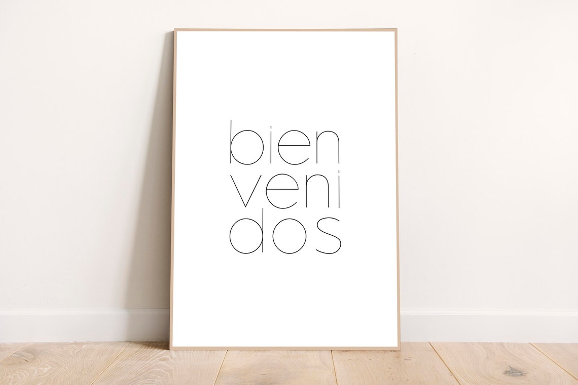 Bienvenidos Minimalist Thin Typography Spanish Welcome Wall Art