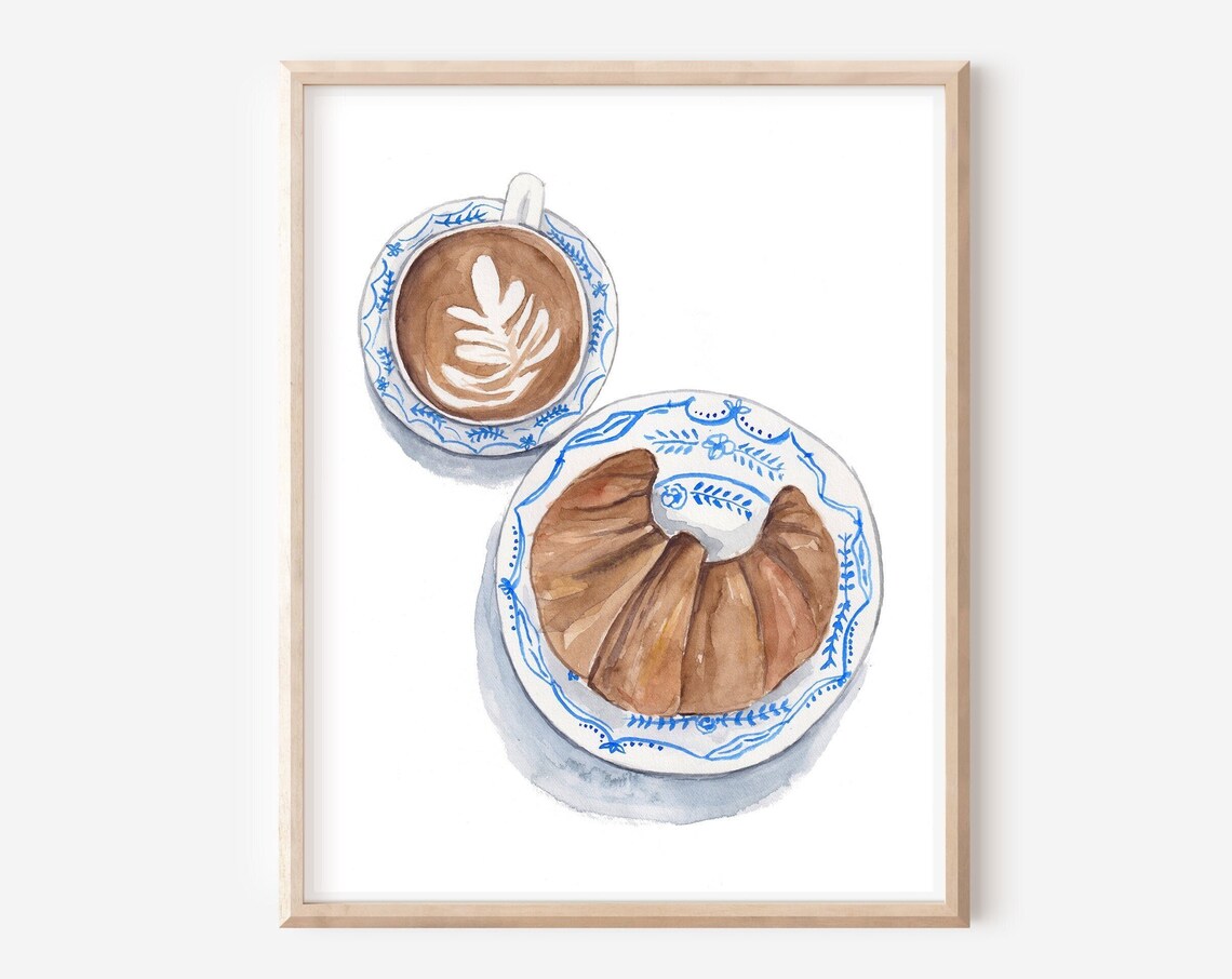 Coffee Croissant Brunch Club, Modern Kitchen Art Print