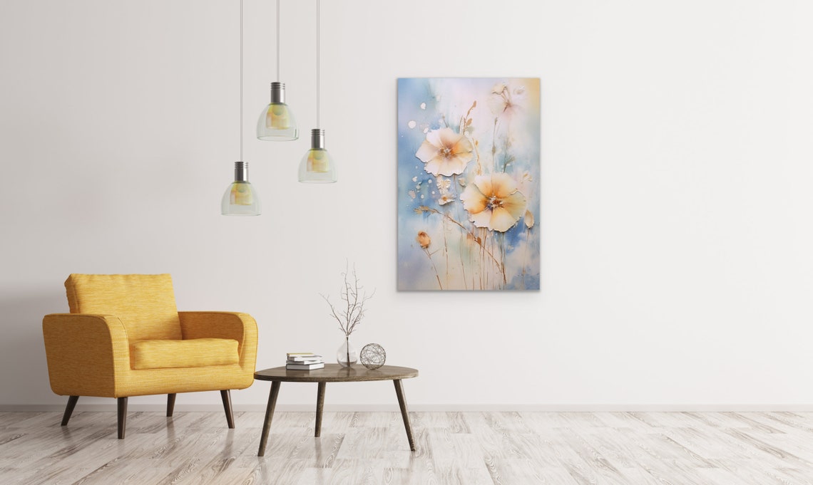 Delicate White Poppies Watercolor Painting Soft Floral Wall Poster - Image 2