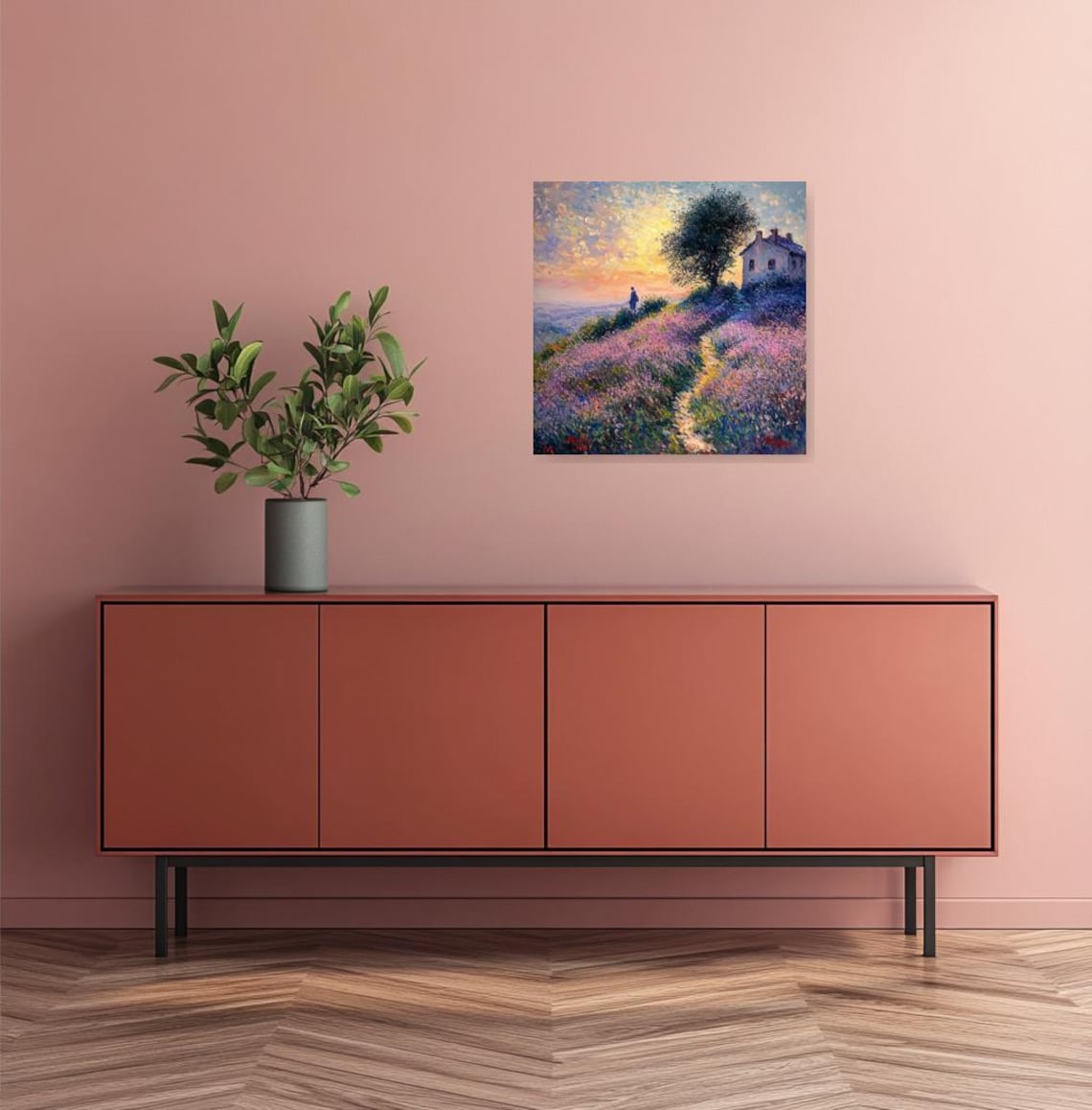 Monet-Inspired Lavender Fields Landscape Art Print - Image 3