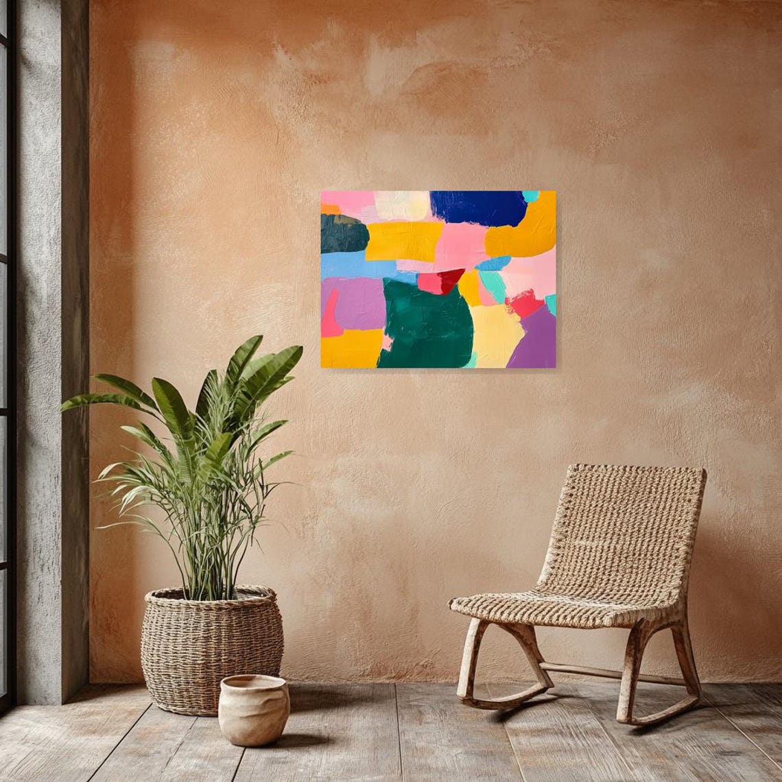 Miro-Style Bold Color Block Abstract Modern Painting for Home Poster - Image 2
