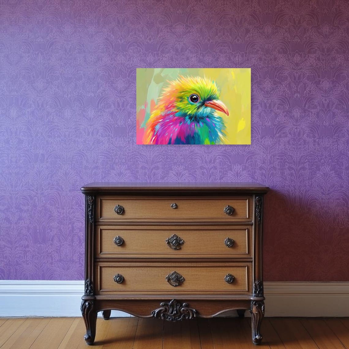 Rainbow Bird Portrait Colorful Pop Art Feather Detail Poster - Image 2