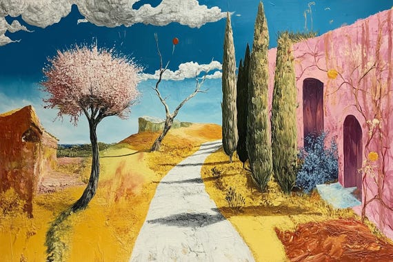 Bright Pathway Print Inspired By Van Goghs Colorful Landscapes Art For Home Decor And