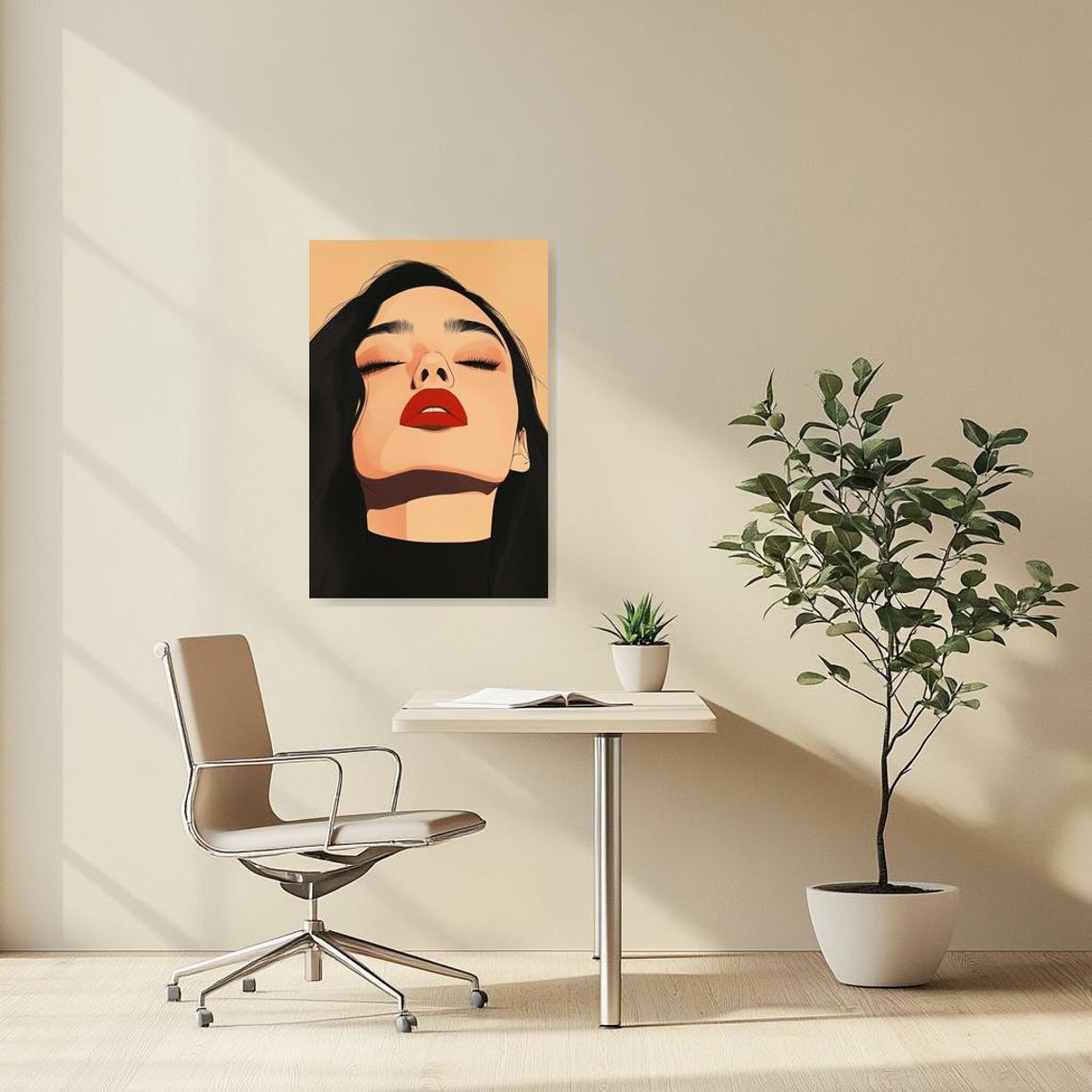 Pop Art Portrait of a Woman with Bold Red Lips Beauty Poster - Image 5