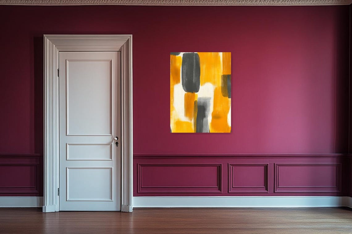 Minimalist Yellow Gray Abstract Geometric Shapes Modern Art Poster - Image 2