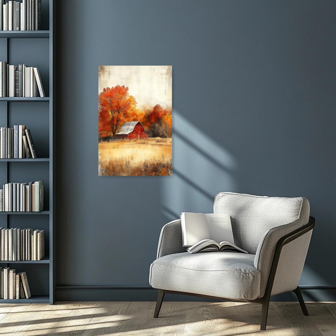 Rustic Autumn Barn Art Print, Fall Landscape - Image 3