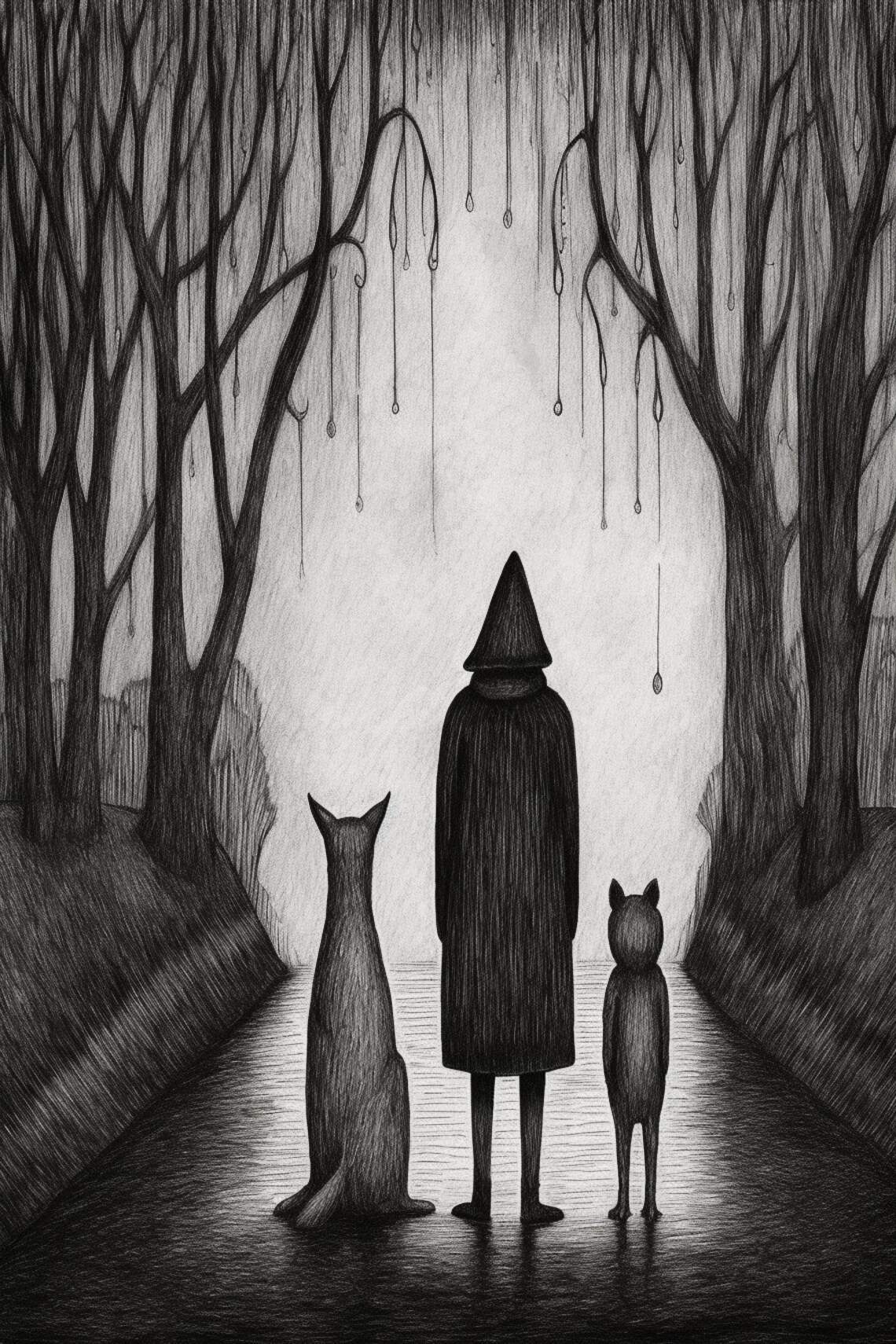 Three Figures in a Haunting Landscape, Minimal