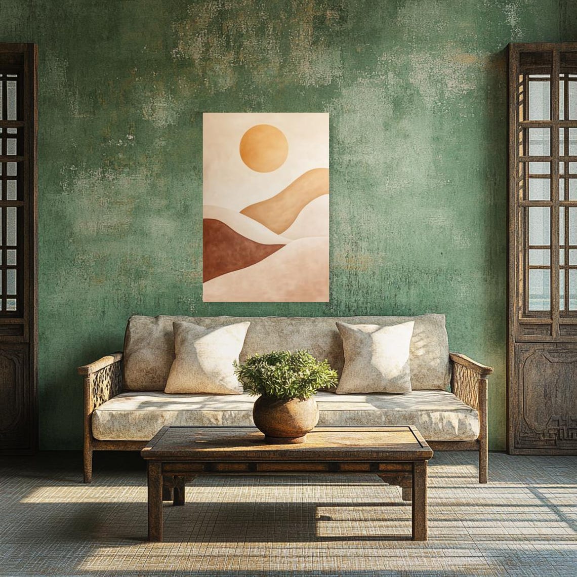 Abstract Desert Sunrise Print In Earthy Tones Inspired By Minimalist Art For Modern Home Decor - Image 3