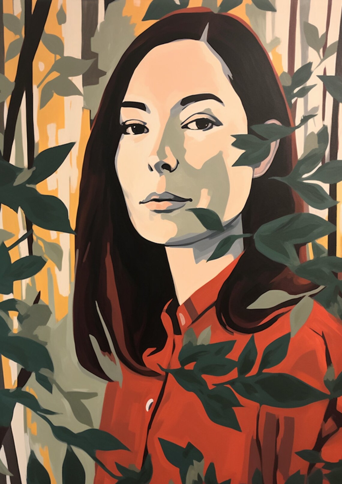 Alex Katz-Inspired Portrait Of A Woman Art Print