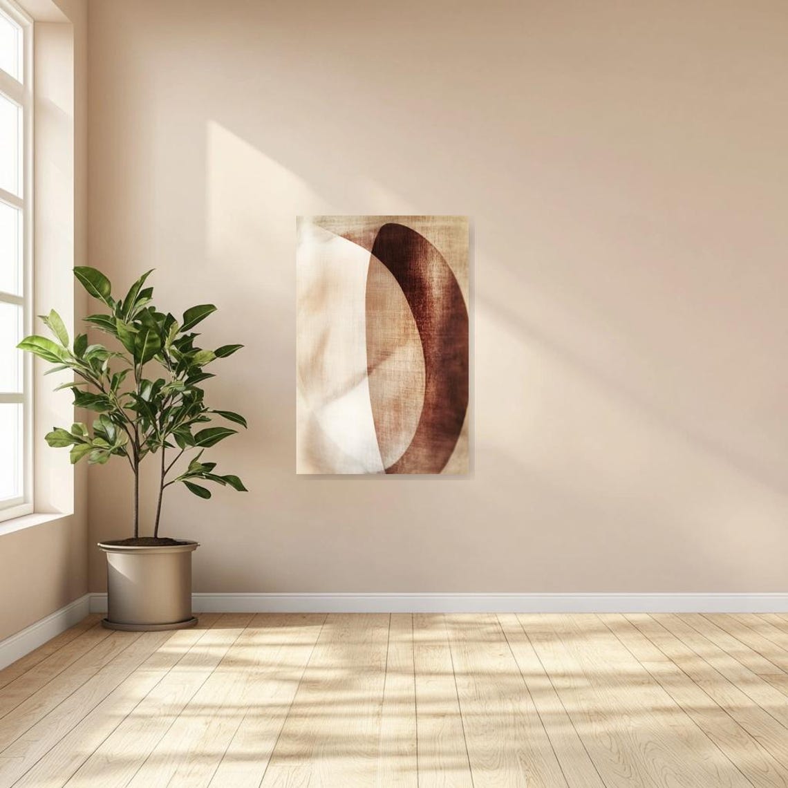 Neutral Beige Arch Abstract in Earth Tones Minimalist Linen Poster - Image 3
