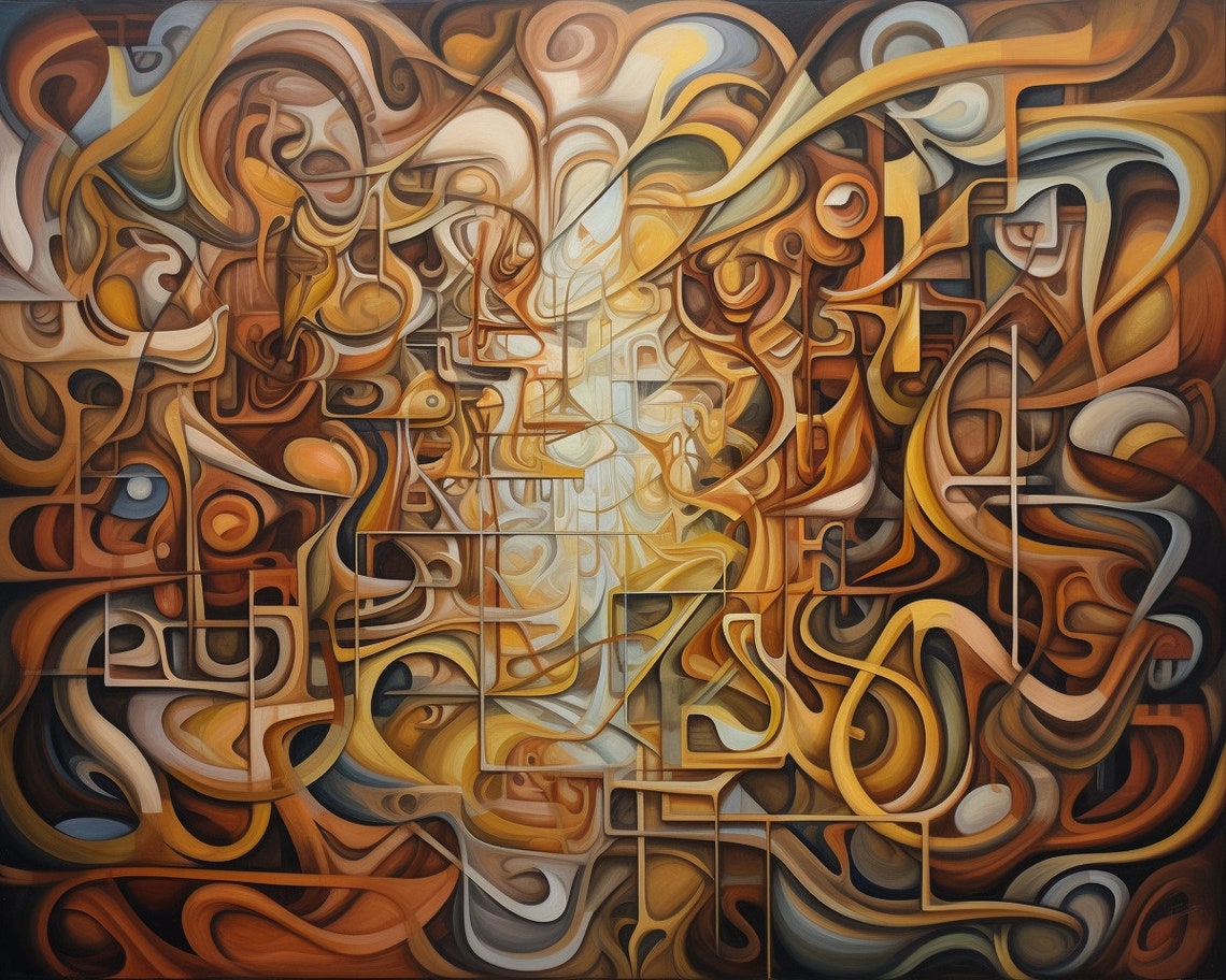 Abstract Surrealist Amber Swirls Organic Shapes Warm Brown Wall Poster