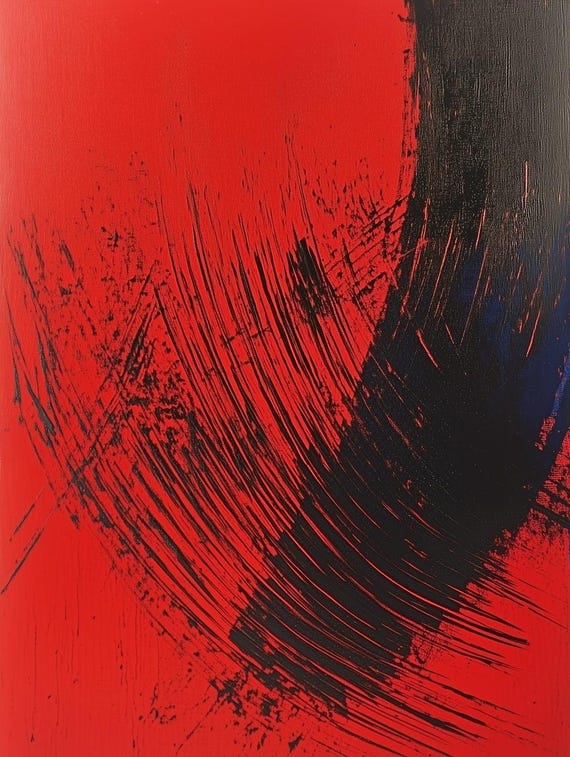 Bold Abstract Print Inspired By Wassily Kandinsky Red And Black Modern Wall Art For Contemporary Home Decor