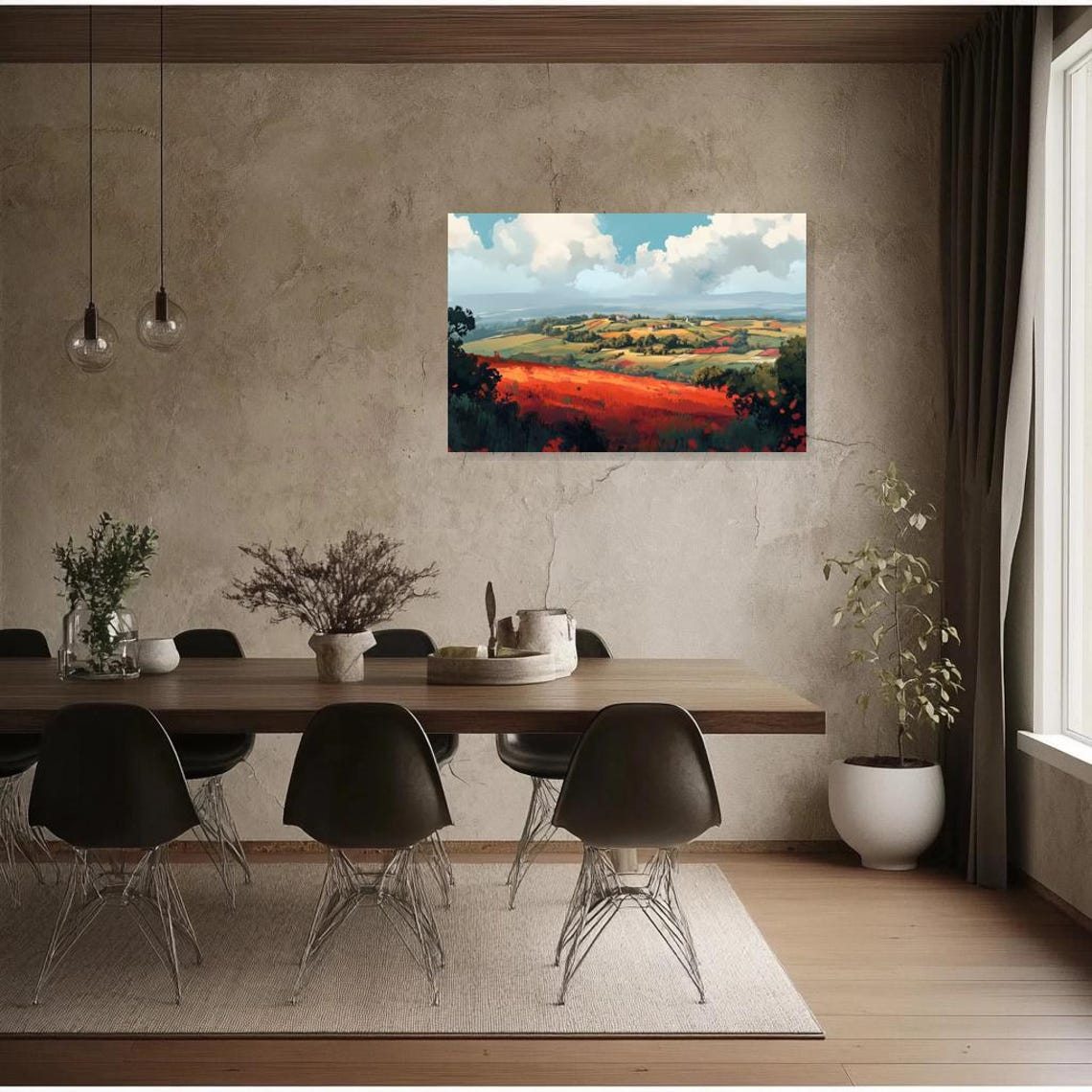 Rolling Red Poppy Fields Stretching Wide Under a Blue Sky Poster - Image 2
