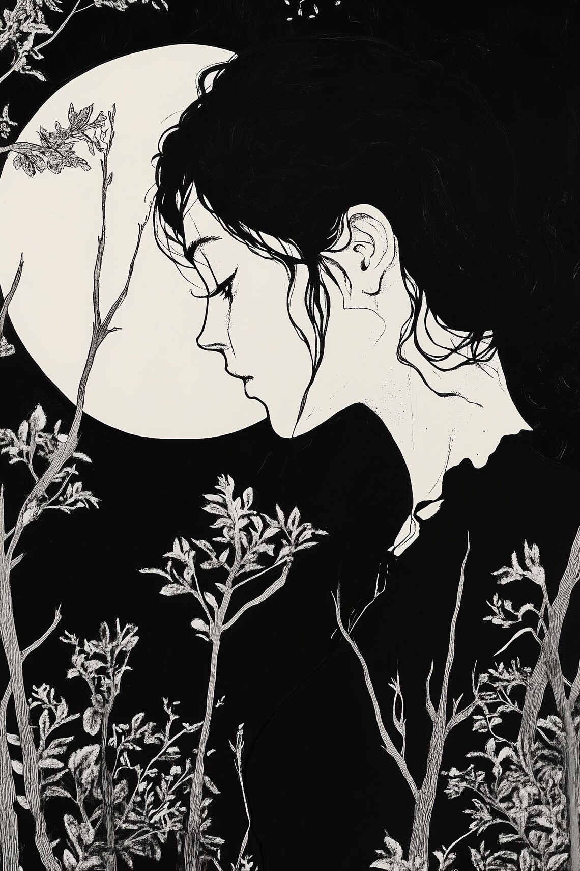 Eclipsing Illumination Full Moon, Aubrey Beardsley Study