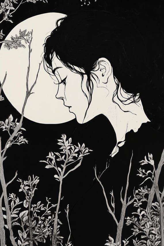 Eclipsing Illumination Full Moon, Aubrey Beardsley Study