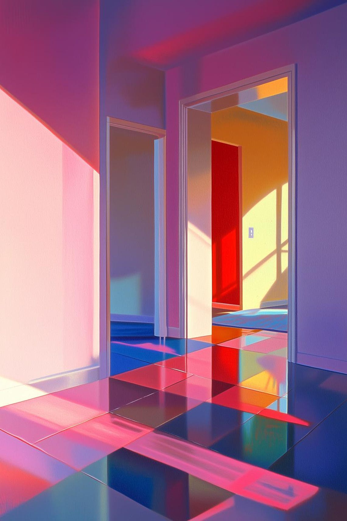 Vibrant Colorful Modern Interior with Dynamic Light Play Poster
