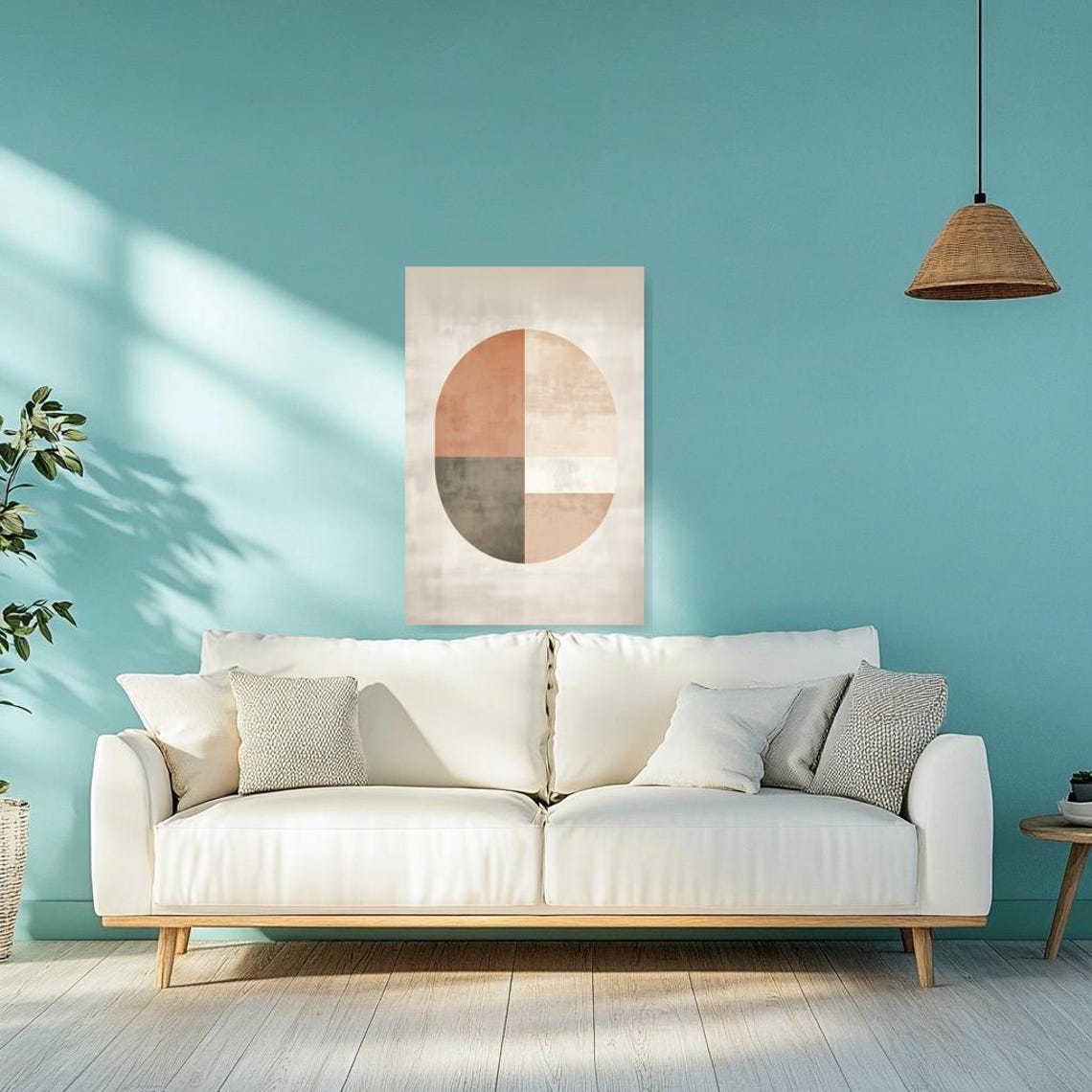 Abstract Geometric Print In Earthy Tones Inspired By Piet Mondrian For Elegant Home Decor Wall Art - Image 3