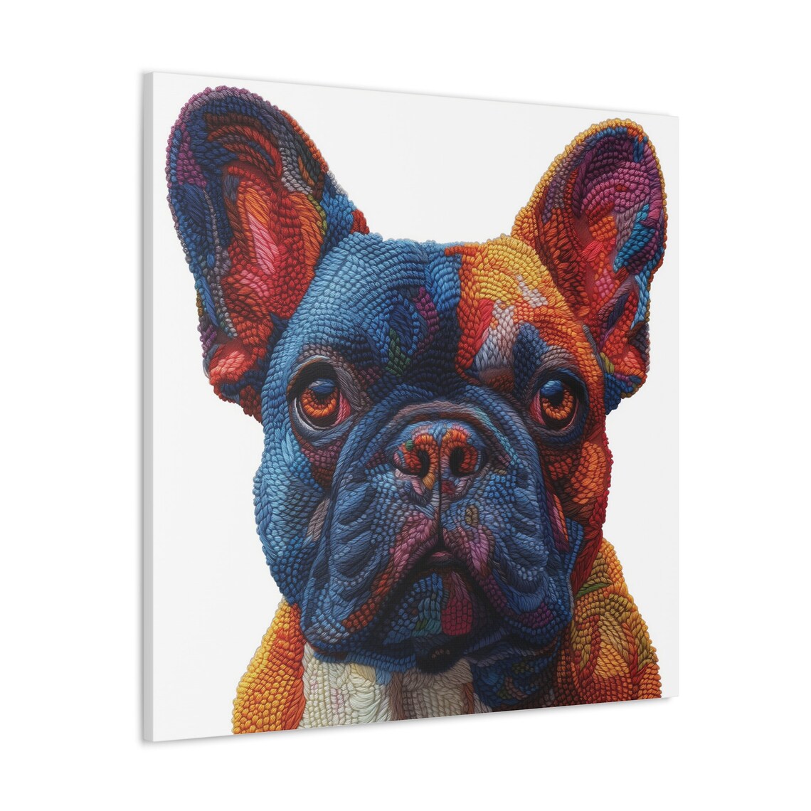 French Bulldog Art, Vibrant Threads Mosaic