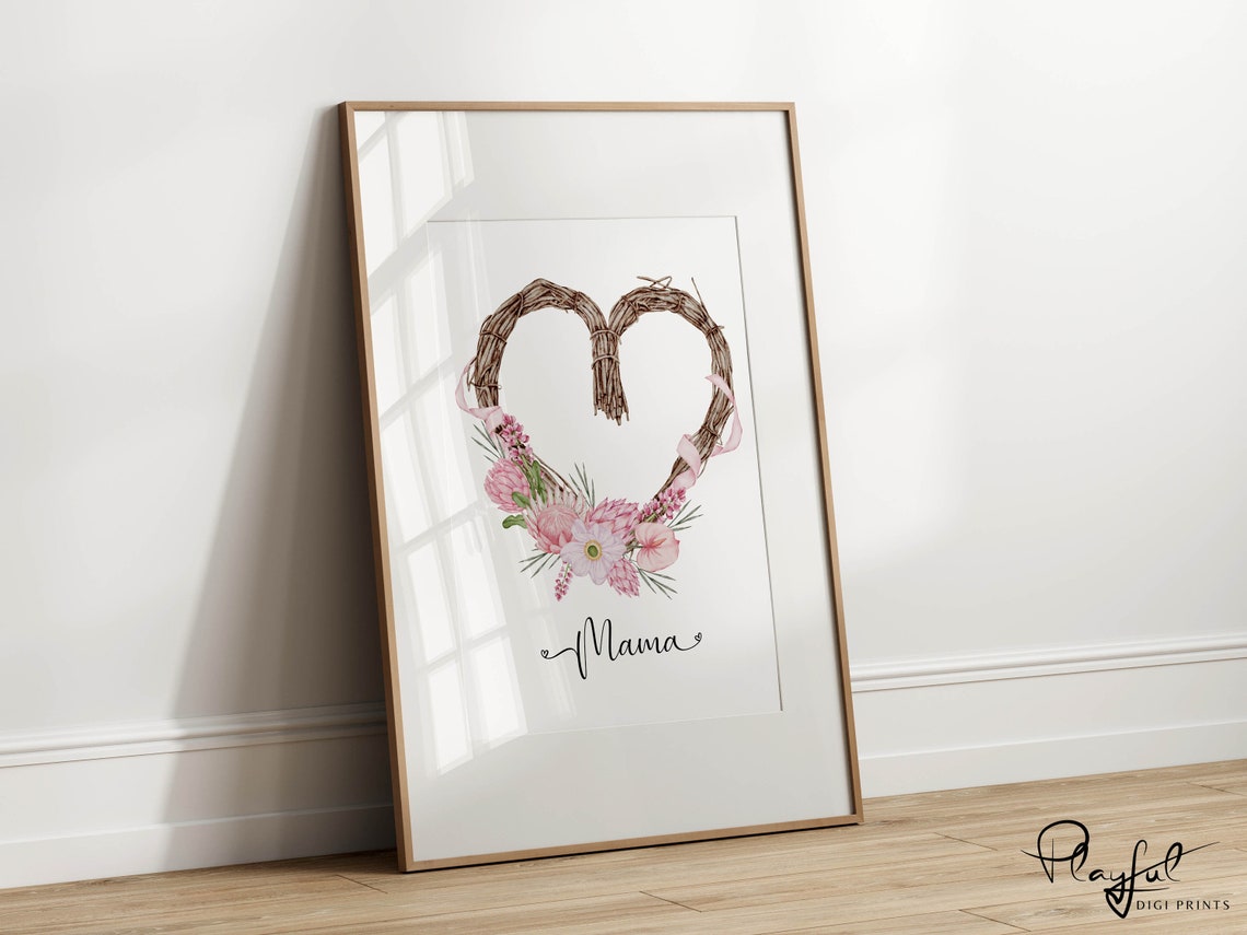 Boho Mama Watercolor Wall Art Print Heart Decor Unique Gift For Her Instant Boho Wall Decor - Image 4