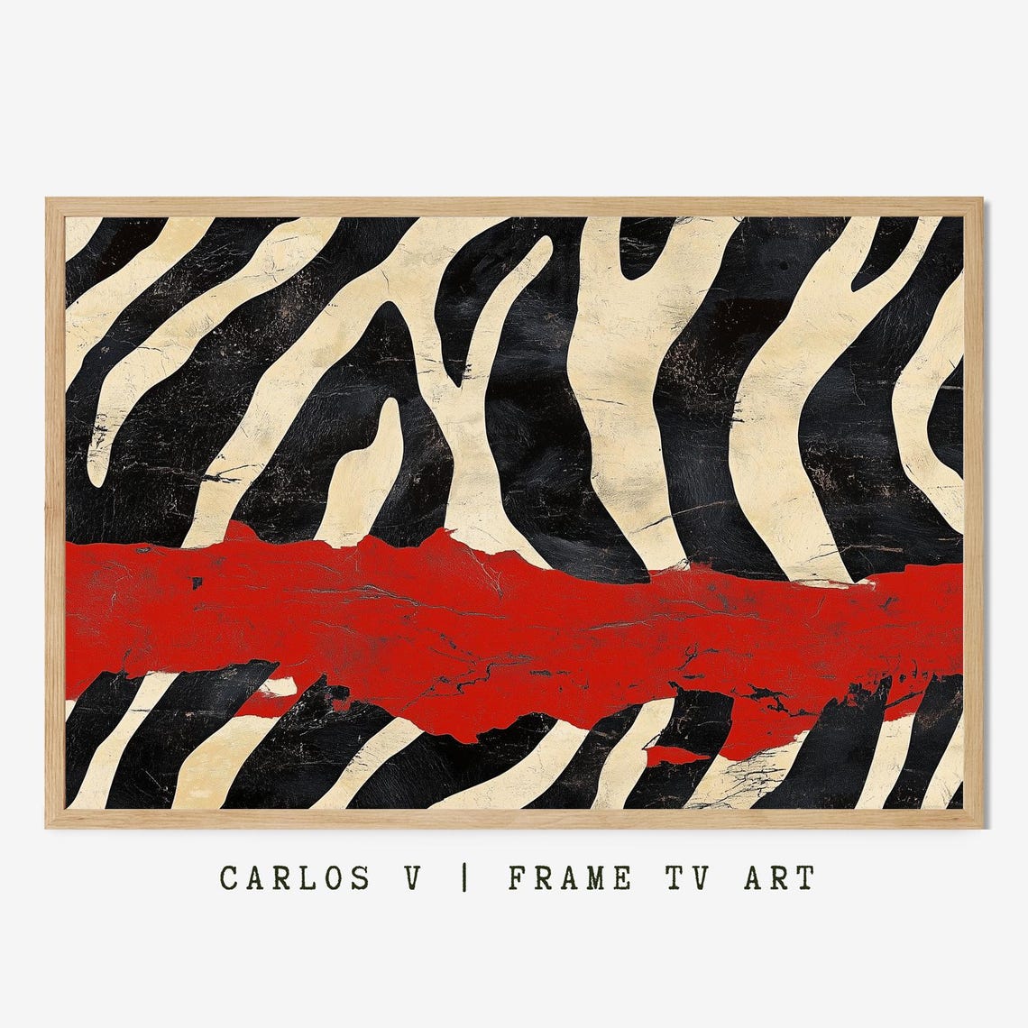 Bold Zebra Stripe Pattern With Red Paint Accent Abstract Poster