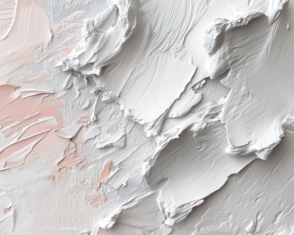 White and Blush Textured Abstract Impasto Frame TV Art Poster - Image 2