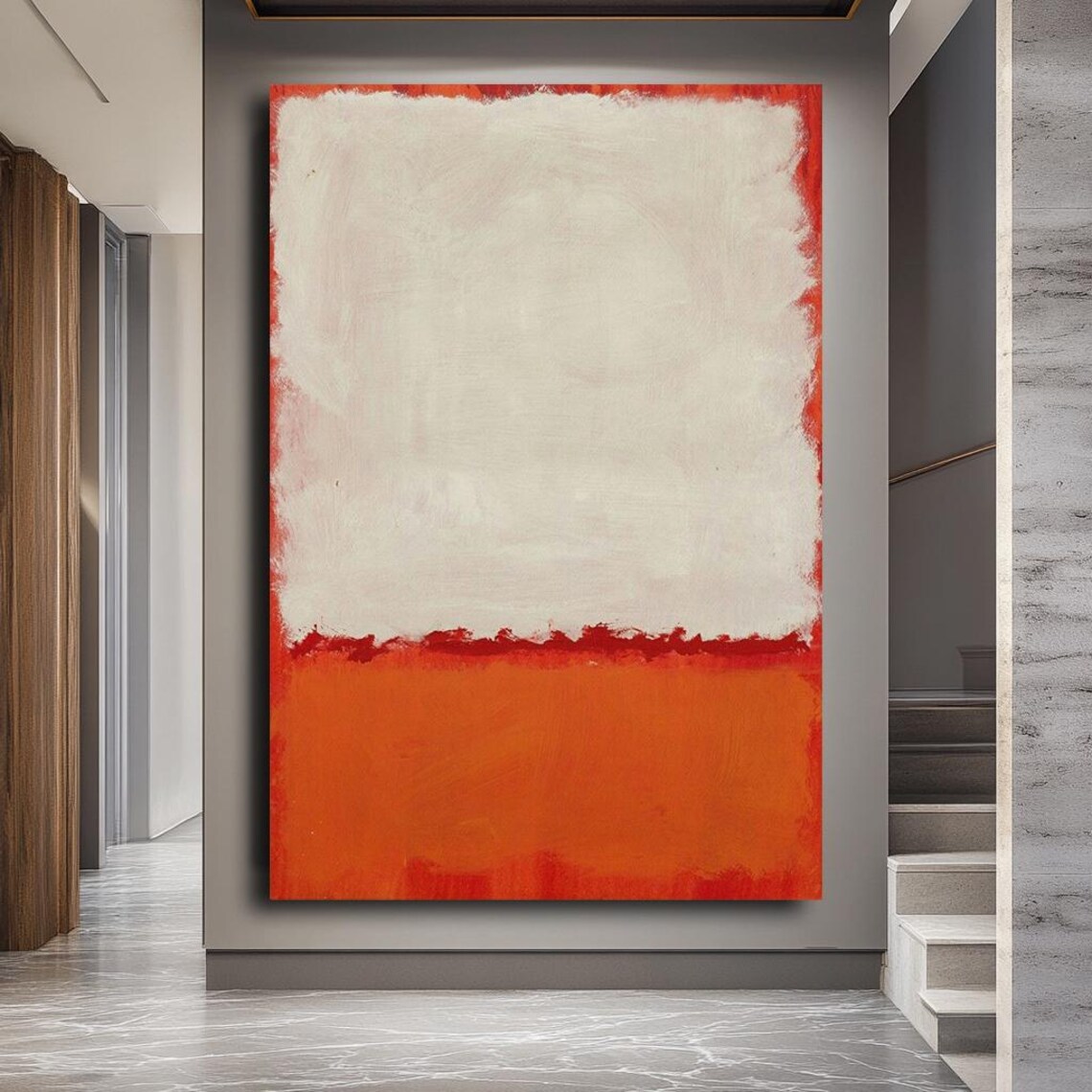 Mark Rothko-Inspired Minimalist Red and White Art Print - Image 4