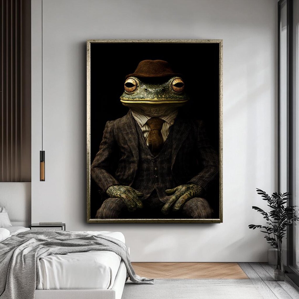 Quirky Frog In Suit Vintage Style Animal Portrait - Image 5