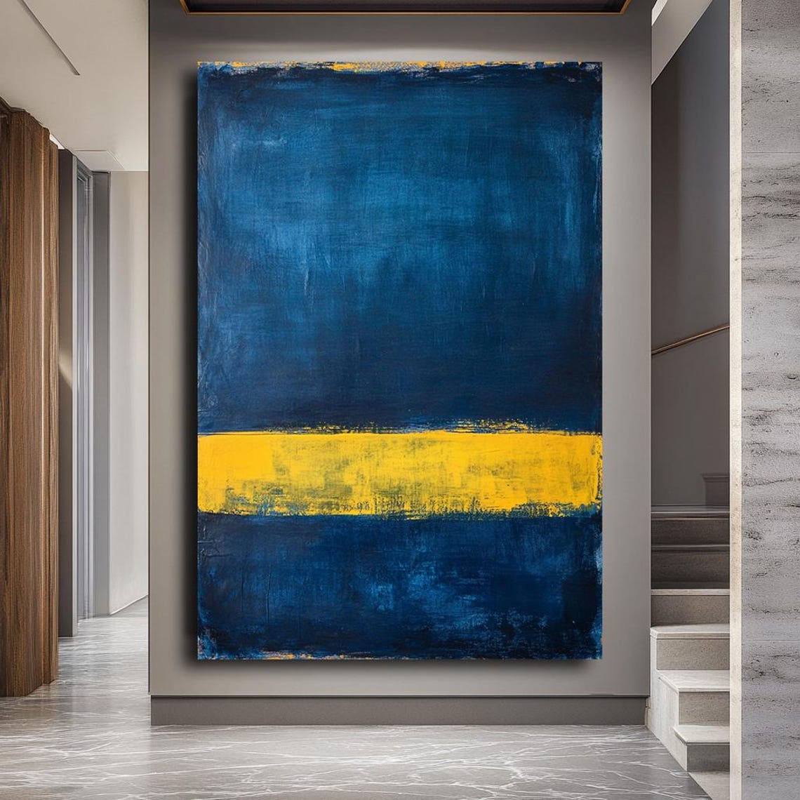 Mark Rothko Style Deep Blue Yellow Band Abstract Color Field Poster - Image 5