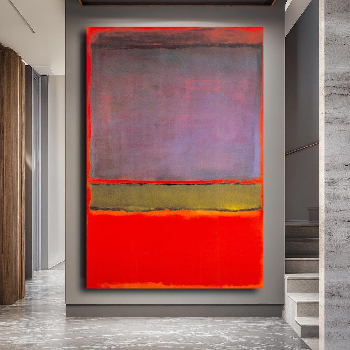 Mark Rothko Style Mauve Red Minimalist Color Field Abstract Poster - Image 3
