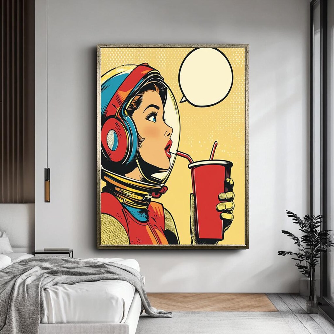 Space Girl Retro Pop Art Comic Style Art Print - Image 5