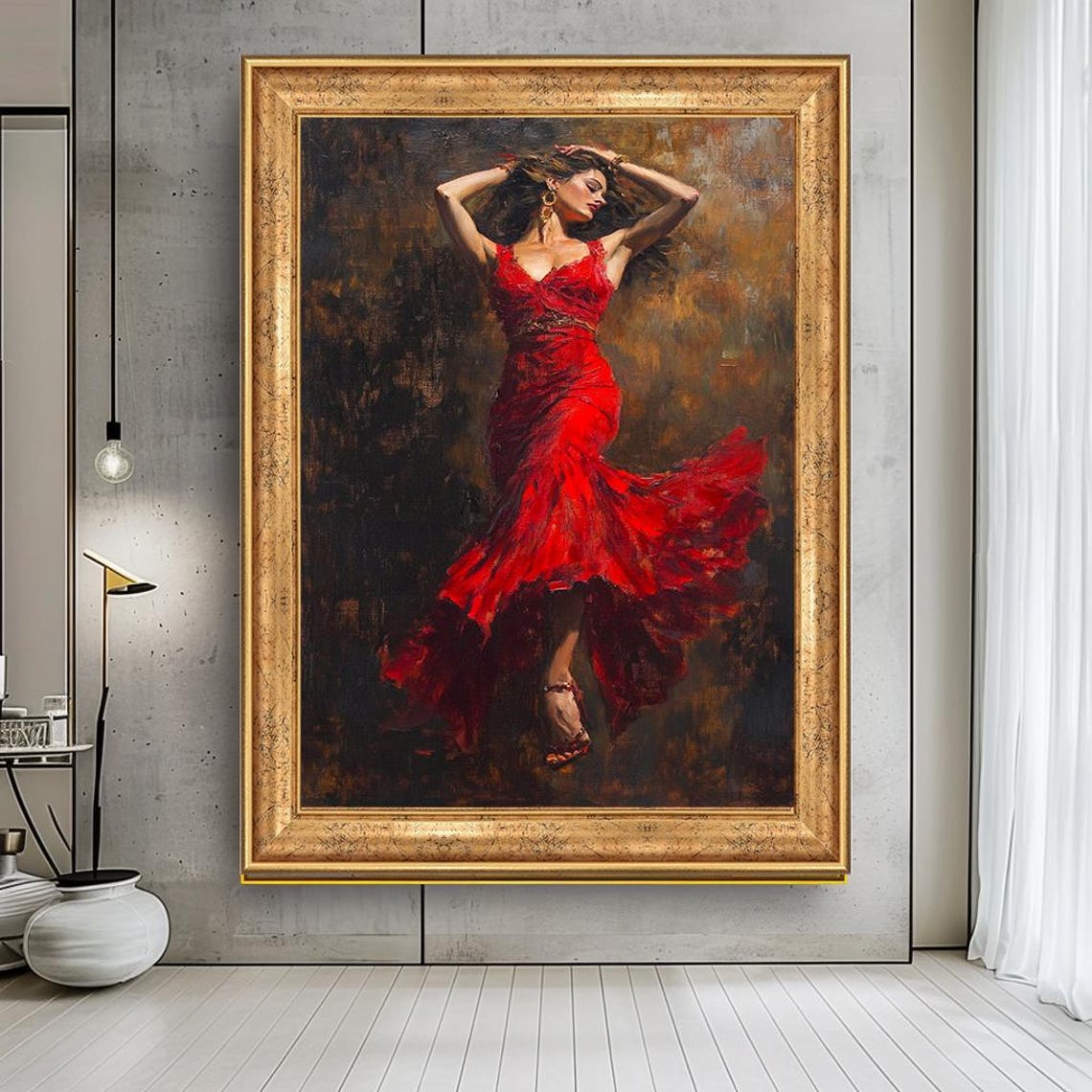Flamenco Dancer In Red Dress Passionate Spanish Dance Art Poster