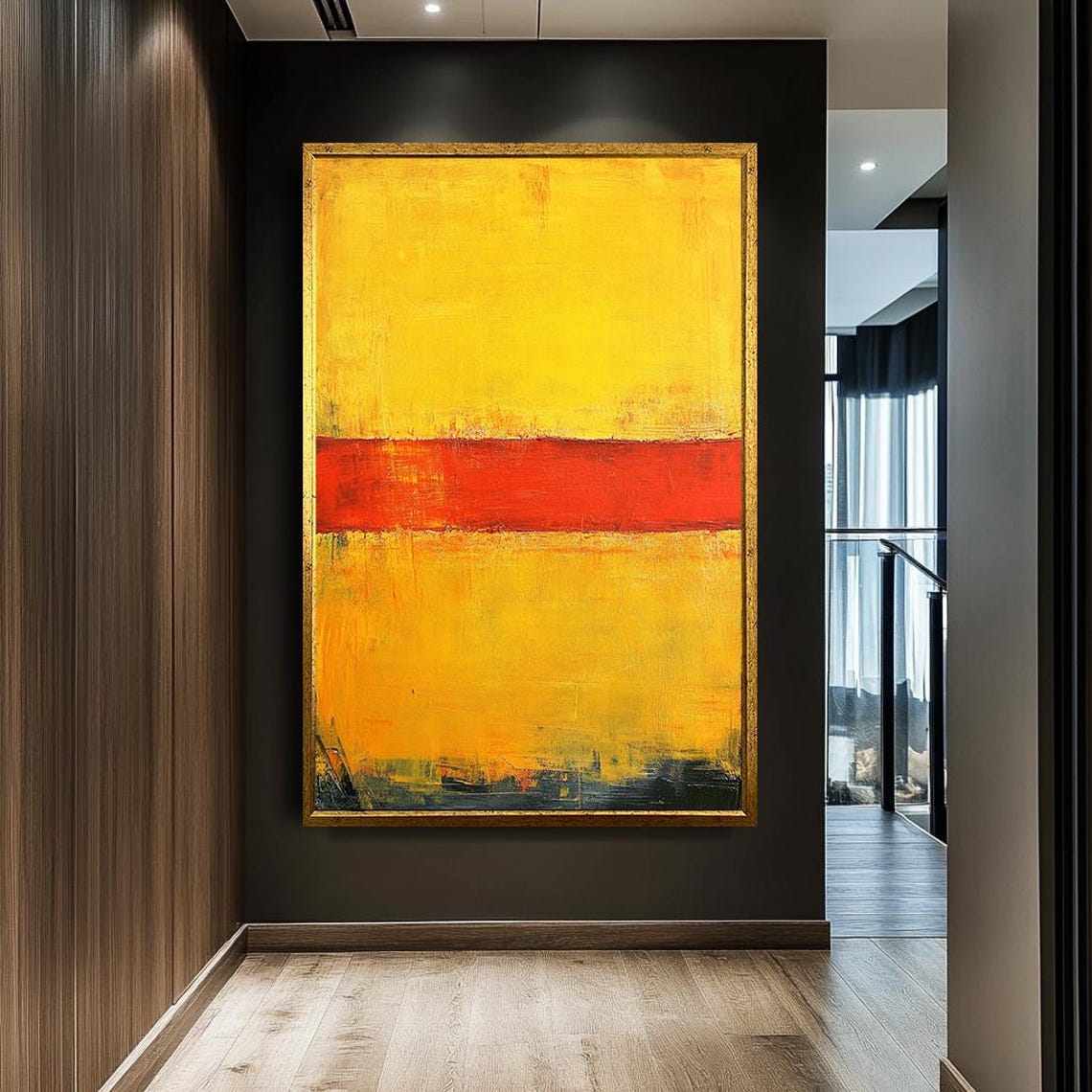 Mark Rothko Style Golden Yellow Red Horizontal Color Field Poster - Image 5