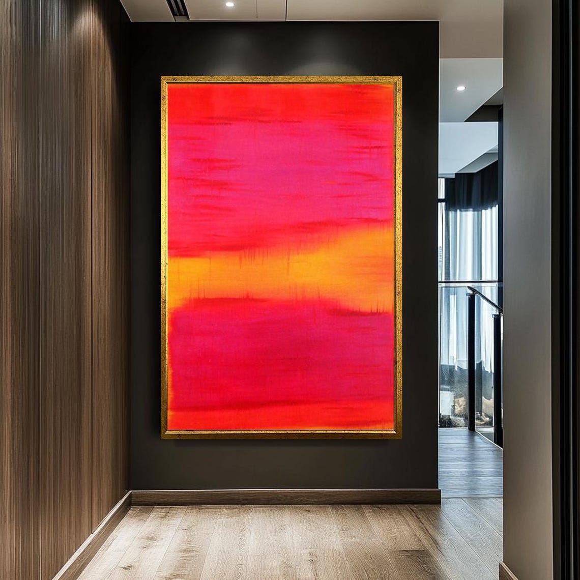 Mark Rothko Style Hot Pink Orange Sunset Abstract Color Field Poster