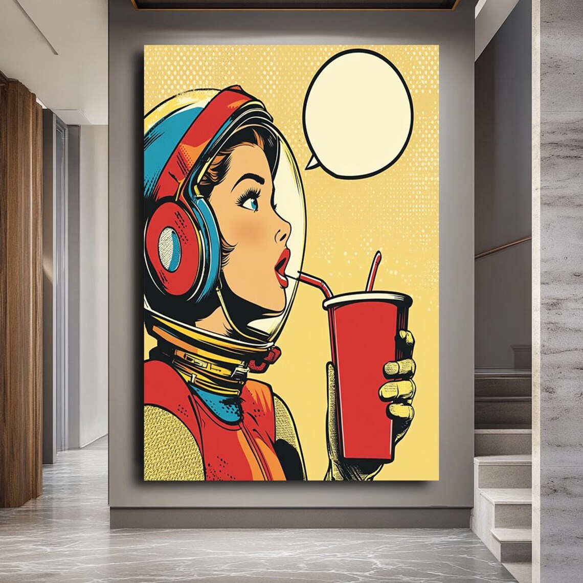 Space Girl Retro Pop Art Comic Style Art Print - Image 3