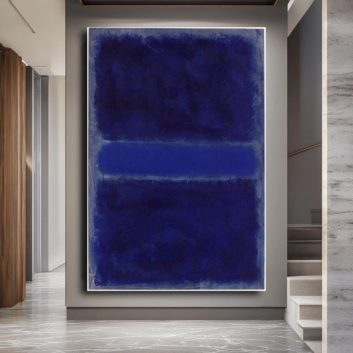 Mark Rothko Style Midnight Blue Color Field Blocks Abstract Poster - Image 5