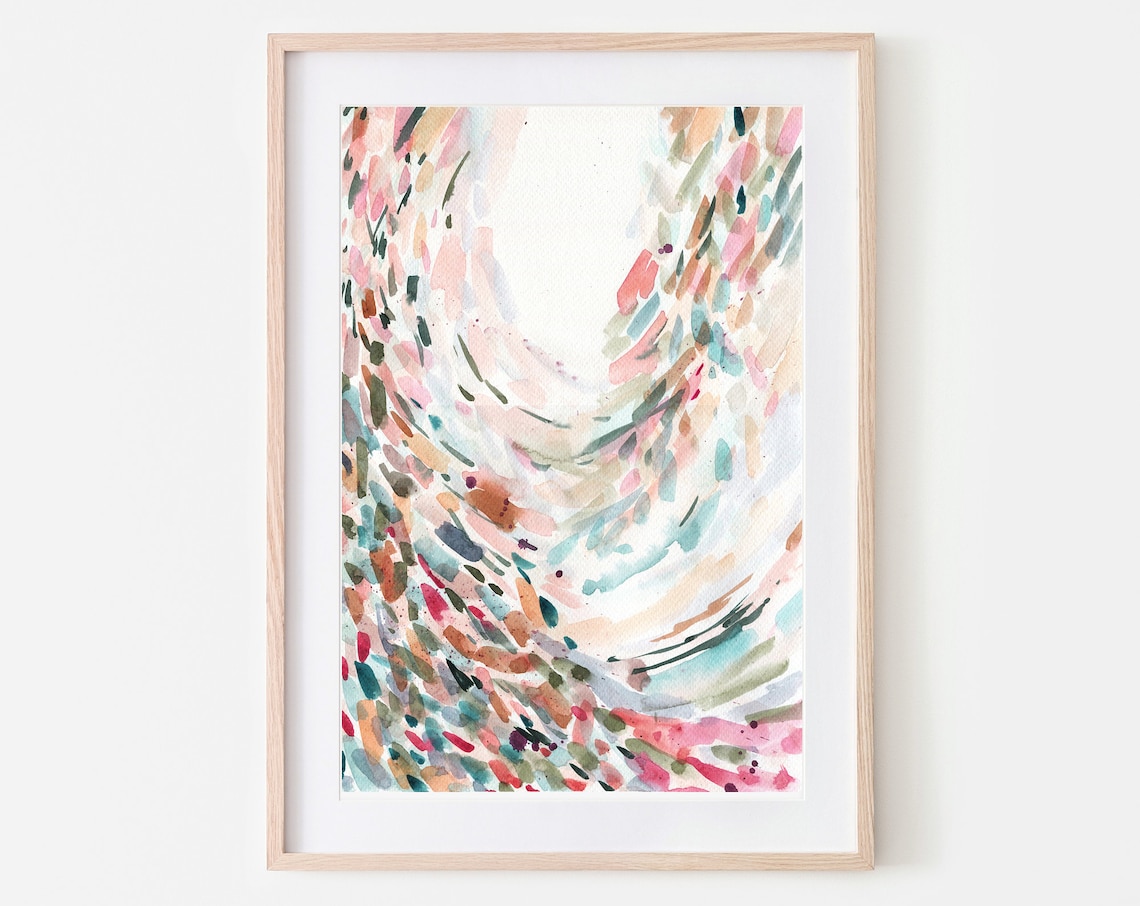 Colorful Abstract Watercolor Swirl Pastel Brushstroke Art Poster