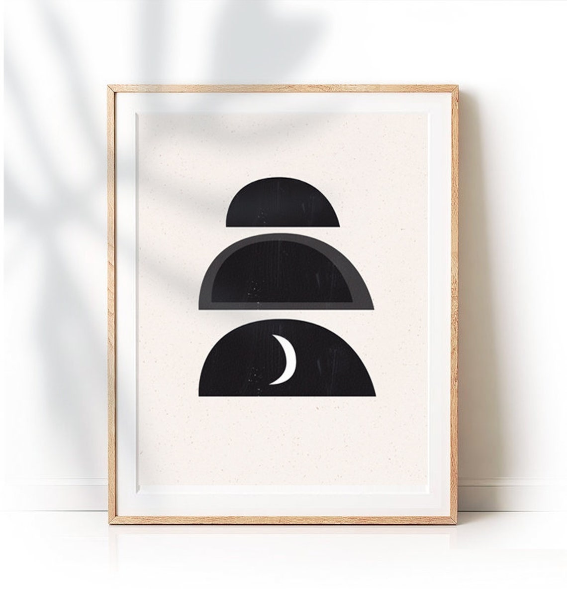 Modern Wall Art Black And White Moon Abstract Line Sketch Ink Blot Large
