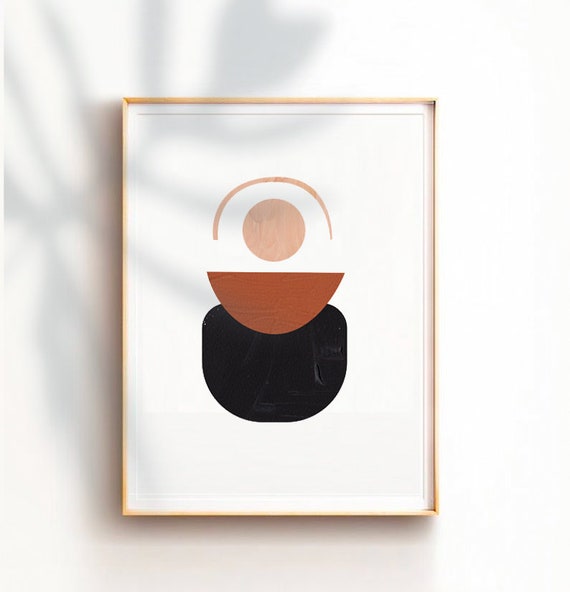 Geometric Print Giclee Burnt Orange Wall Art Abstract Mid Century Modern Simple
