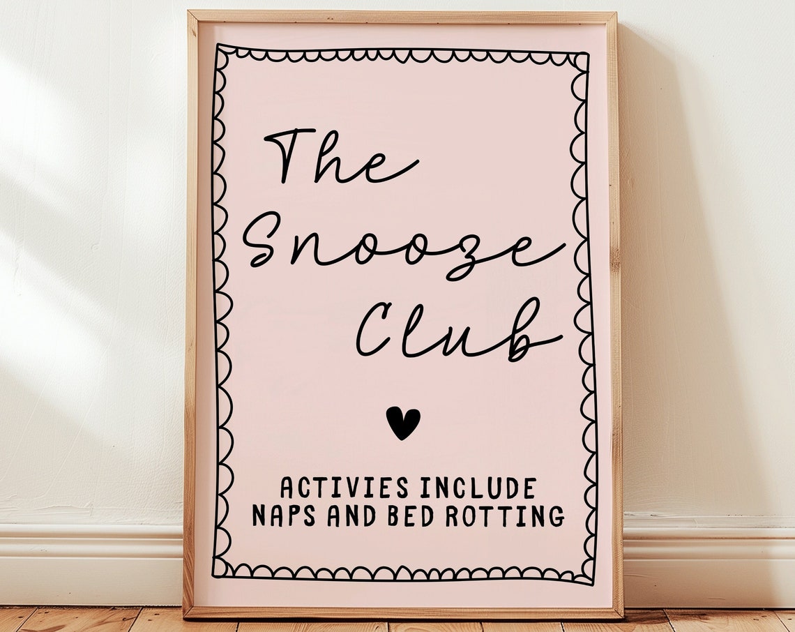 The Snooze Club Funny Pink Script Naps And Bed Rotting Poster - Image 2