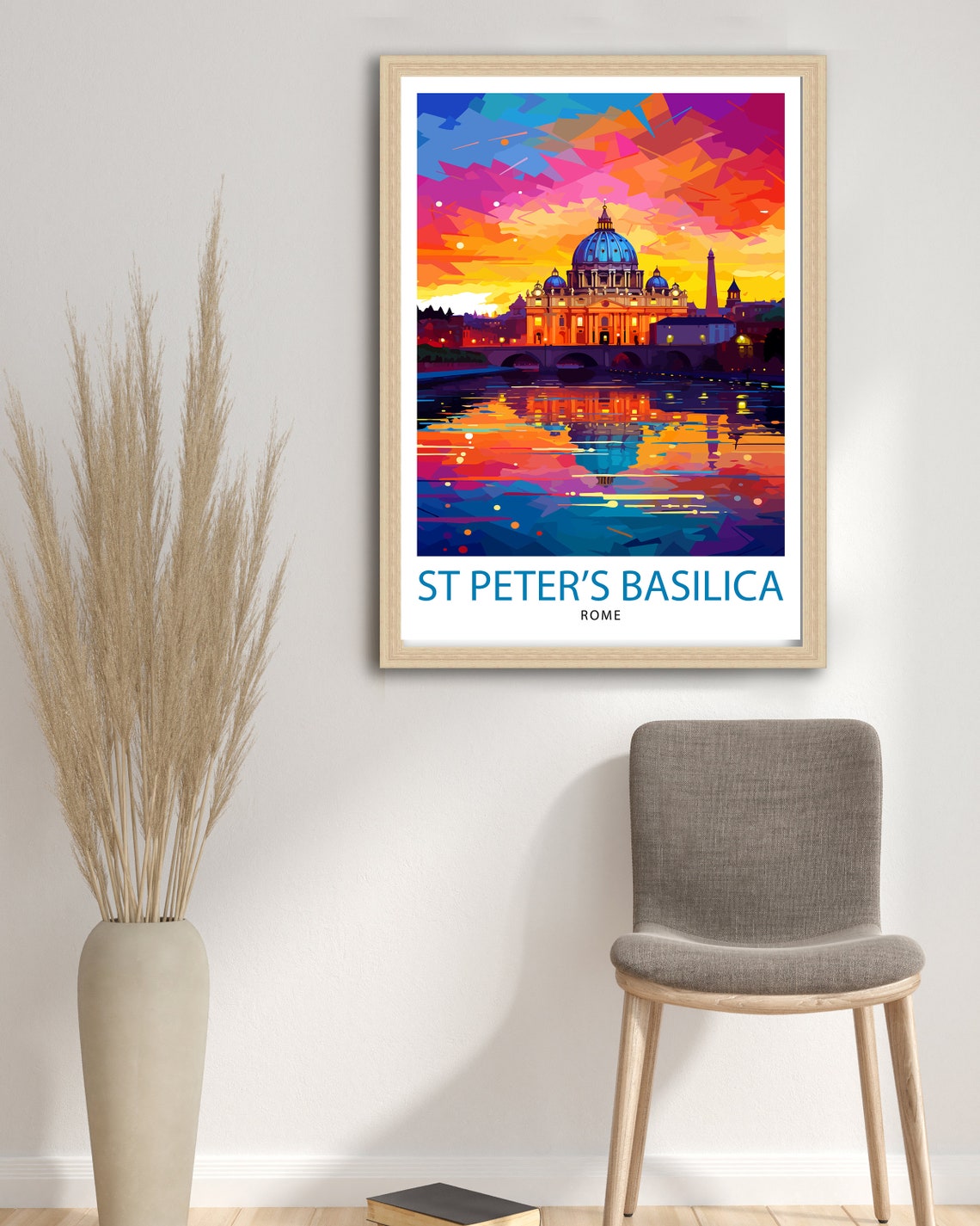 St Peters Basilica Rome Sunset Travel Poster Vibrant City Artwork - Image 3
