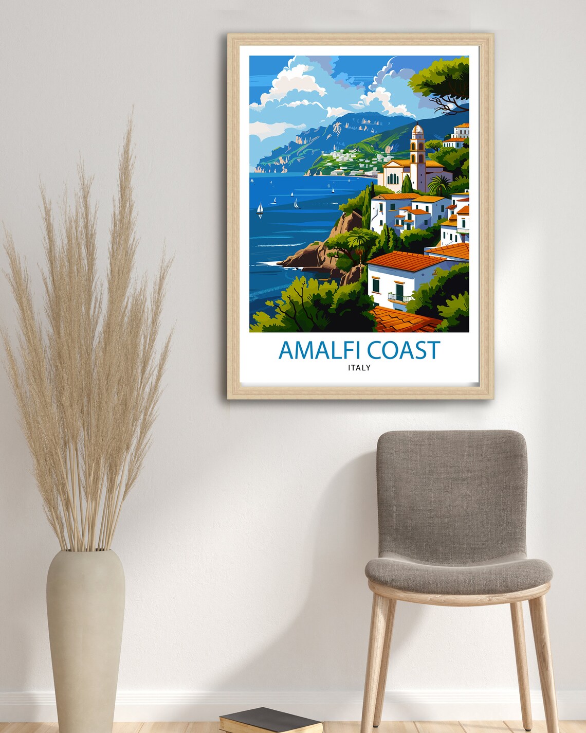 Amalfi Coast Italy Travel Poster, Mediterranean Place - Image 2