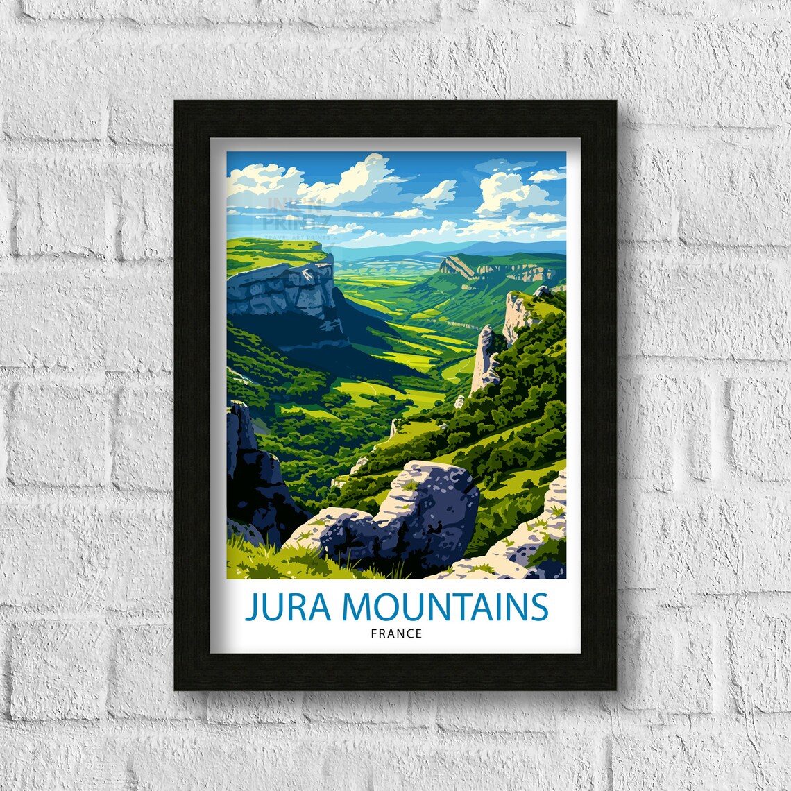 Jura Mountains France Green Cliffs Valley Alpine Nature Travel Poster - Image 3
