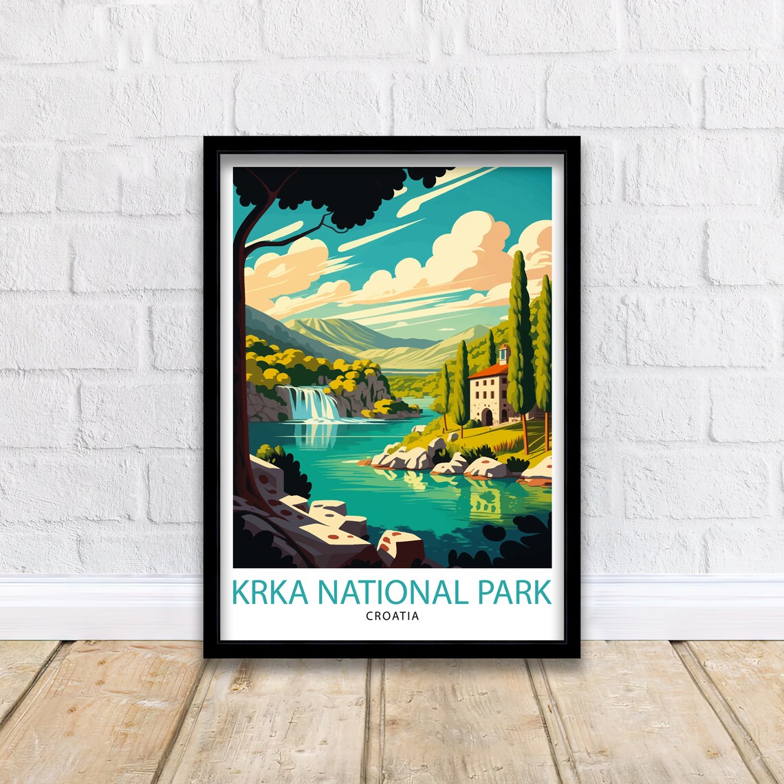 Krka National Park Travel Poster, Croatia Illustration - Image 2