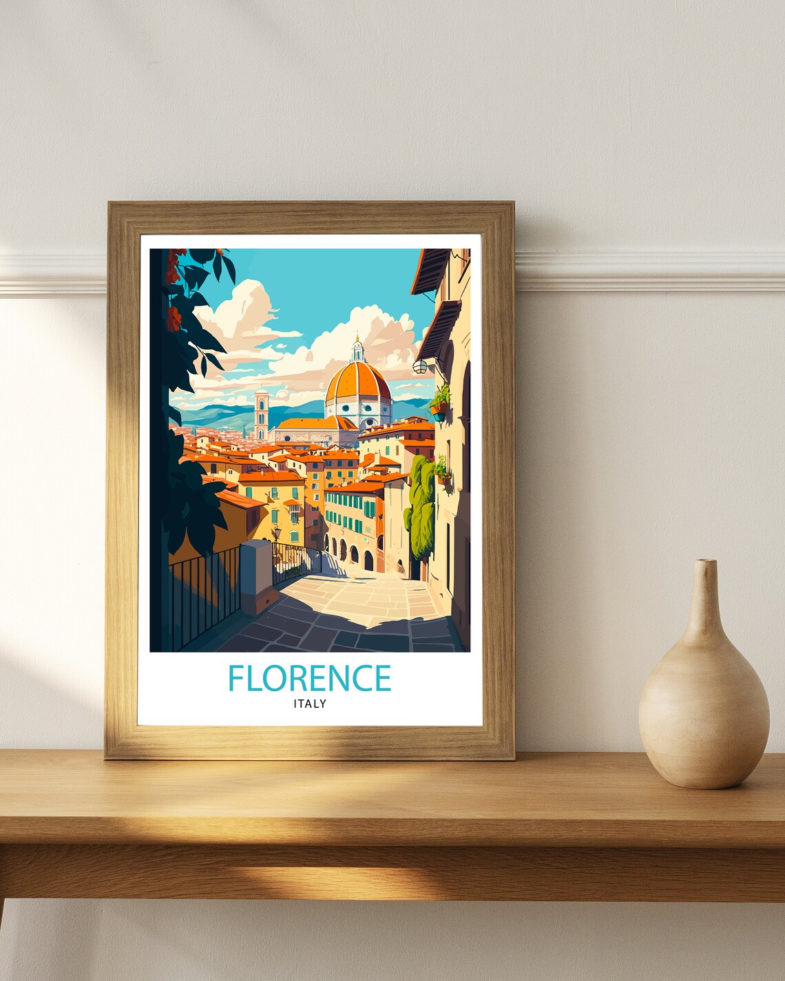 Florence Italy Illustration Travel Poster, Home Decor - Image 2