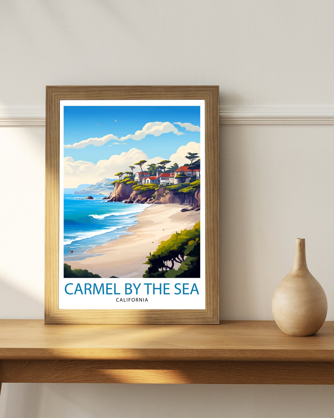 Carmel By The Sea California Cliff Village Coastal Beach Art Poster - Image 2