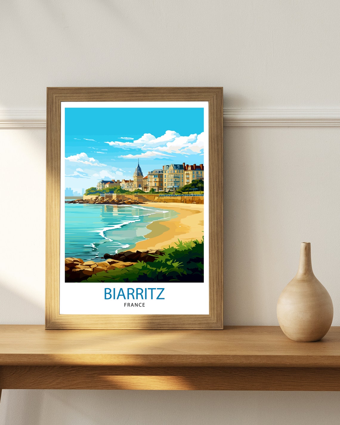 Biarritz France Elegant Beachfront Turquoise Waves Resort Poster - Image 3