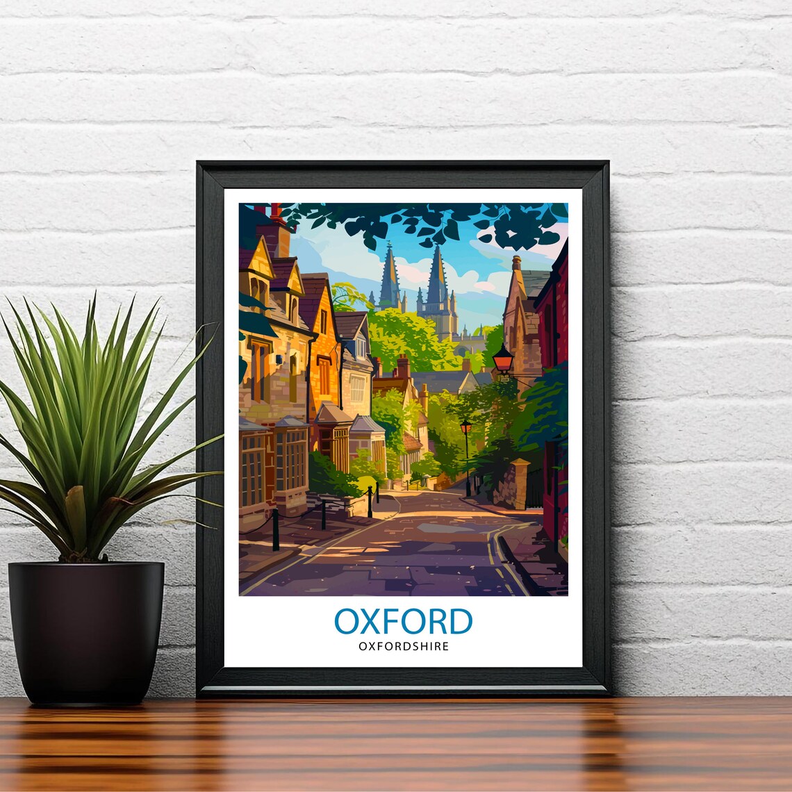 Oxford England University Historic Street Spires Travel Poster - Image 2