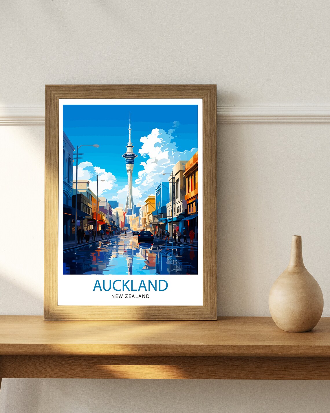 Auckland New Zealand Travel Poster, Skyline Illustration - Image 2