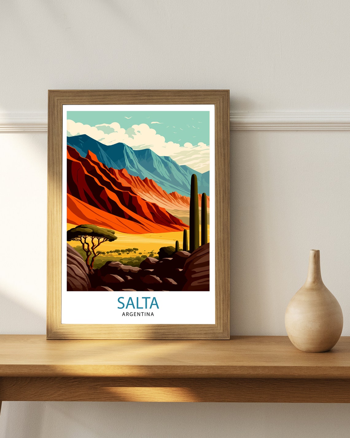 Salta Argentina Red Desert Mountains Cacti Dramatic Land Poster - Image 2