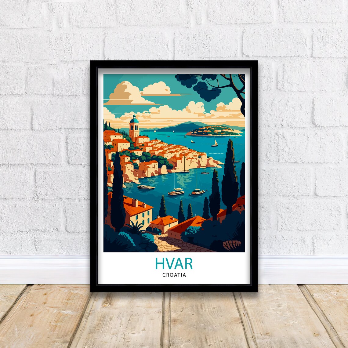 Hvar Croatia Travel Poster, Hvar Wall Decor - Image 2